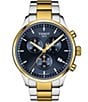 Color:Two Tone - Image 1 - Chrono Xl Classic Two Tone Stainless Steel Navy Dial Bracelet Watch