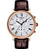 Color:Brown - Image 1 - Men's Carson Premium Chronograph Brown Croc Leather Strap Watch