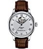 Color:Brown - Image 1 - Men's Le Locle Powermatic 80 Open Heart Automatic Brown Leather Strap Watch
