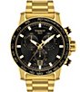 Color:Gold - Image 1 - Men's Super Sport Quartz Chronograph Gold Tone Stainless Steel Bracelet Watch