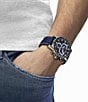 Color:Blue - Image 5 - Men's Supersport Chronograph Blue Fabric Strap Watch