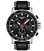 Color:Black - Image 1 - Supersport Black Leather Strap Chronograph Watch