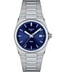 Color:Silver - Image 1 - Unisex Prx Quartz Analog Blue Dial Stainless Steel Bracelet Watch