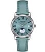 Color:Light Blue - Image 1 - Women's Carson Premium Lady Moonphase Quartz Analog Light Blue Leather Strap Watch
