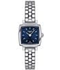 Color:Silver - Image 1 - Women's Lovely Quartz Analog Blue Square Stainless Steel Bracelet Watch