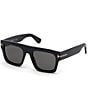 Color:Black/Smoke - Image 1 - Men's Fausto 53mm Geometric Sunglasses