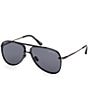 Color:Black - Image 1 - Men's Leon 62mm Aviator Sunglasses