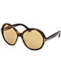 TOM FORD Women's Annabelle 60mm Havana Round Sunglasses, Color:Shiny Dark Havana/Vicuna - Image 1