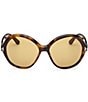 TOM FORD Women's Annabelle 60mm Havana Round Sunglasses, Color:Shiny Dark Havana/Vicuna - Image 2