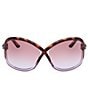 Color:Dark Havana - Image 2 - Women's Bettina 68mm Dark Havana Butterfly Sunglasses