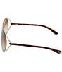 Color:Rose Gold/Havana - Image 2 - Women's Carla 66mm Geometric Sunglasses