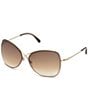 Color:Rose Gold/Brown - Image 1 - Women's Colette 53mm Butterfly Sunglasses
