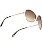 Color:Rose Gold/Brown - Image 6 - Women's Colette 53mm Butterfly Sunglasses