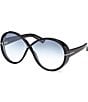 Color:Smoke Black/Blue - Image 1 - Women's Edie 64mm Round Sunglasses