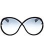Color:Smoke Black/Blue - Image 2 - Women's Edie 64mm Round Sunglasses