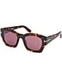 Color:Dark Havana - Image 1 - Women's Guilliana 52mm Havana Square Sunglasses