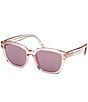 TOM FORD Women's Haylay 53mm Square Sunglasses, Color:Shiny Transparent Powder Rose/Antique Rose - Image 1