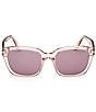 TOM FORD Women's Haylay 53mm Square Sunglasses, Color:Shiny Transparent Powder Rose/Antique Rose - Image 2
