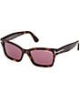 Color:Dark Havana - Image 1 - Women's Mikel 54mm Havana Square Sunglasses