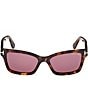 Color:Dark Havana - Image 2 - Women's Mikel 54mm Havana Square Sunglasses