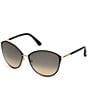 Color:Black/Gold - Image 1 - Women's Penelope 59mm Round Sunglasses