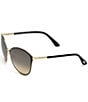 Color:Black/Gold - Image 2 - Women's Penelope 59mm Round Sunglasses