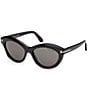 Color:Smoke Black/Smoke - Image 1 - Women's Toni 55mm Oval Polarized Sunglasses