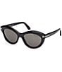 TOM FORD Women's Toni 55mm Cat Eye Polarized Sunglasses, Color:Smoke Black/Smoke - Image 1