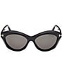 TOM FORD Women's Toni 55mm Cat Eye Polarized Sunglasses, Color:Smoke Black/Smoke - Image 2