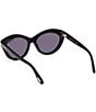 TOM FORD Women's Toni 55mm Cat Eye Polarized Sunglasses, Color:Smoke Black/Smoke - Image 4