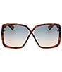 Color:Blonde Havana - Image 2 - Women's Yvonne 63mm Butterfly Havana Sunglasses