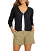 Tommy Bahama Adeline Linen Blend V-Neck Long Sleeve Button Front Cardigan - Image 1