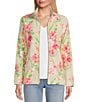 Color:Cameo - Image 1 - Aruba Fleur Printed Long Sleeve Stand Collar Full Front Zip Jacket