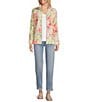 Color:Cameo - Image 3 - Aruba Fleur Printed Long Sleeve Stand Collar Full Front Zip Jacket