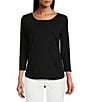 Tommy Bahama Ashby 3/4 Sleeve Scoop Neck Curved Hem Tee Shirt - Image 1