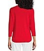 Color:Boomerang Red - Image 2 - Ashby 3/4 Sleeve Crew Neck Curved Hem Tee Shirt