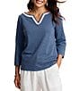Tommy Bahama Ashby Rib Knit Split V-Neck Long Sleeve Tunic - Image 1