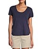 Color:Island Navy - Image 1 - Ashby Scoop Neck Short Sleeve Tee Shirt