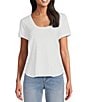 Color:White - Image 1 - Ashby Scoop Neck Short Sleeve Tee Shirt