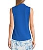 Tommy Bahama Aubrey Peached Jersey Solid Half Zip Mock Neck Sleeveless Top, Color:Cobalt Sea - Image 2