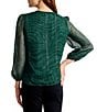 Tommy Bahama Bayside Zebra Sheer Metallic Keyhole Neckline Long Sleeve Blouse, Color:Briny Deep - Image 2