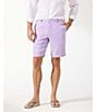 Color:Paisley Purple - Image 1 - Beach Coast Linen Flat Front 10#double; Inseam Shorts