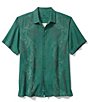 Color:Deep Sea Teal - Image 1 - Big & Tall Bali Border Silk Short Sleeve Woven Shirt