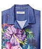 Color:Mazarine Blue - Image 2 - Big & Tall IslandZone® Mojito Bay Flora Cres Short Sleeve Woven Shirt