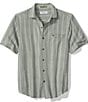 Tommy Bahama Big & Tall Nova Wave Veritcal Stripe Short Sleeve Button Front Woven Shirt - Image 5
