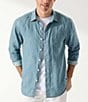 Color:Blue Ash - Image 1 - Big & Tall Sea Glass Breezer Linen Long Sleeve Woven Shirt