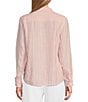 Color:Passion Peach - Image 2 - Cabana Woven Striped Print Point Collar Long Sleeve Shirt