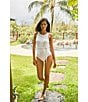 Color:White - Image 3 - Cable Beach High Neck Belted One Piece Swimsuit