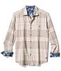 Tommy Bahama Canyon Beach Pebble Cay Plaid Long Sleeve Shirt, Color:Feather Down - Image 1