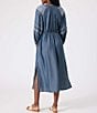 Color:Chambray - Image 2 - Chambray Embroidered Swim Cover-Up Tiered Dress
